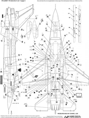 HobbyDecal ST32026V1 F-16 Stencils 4 ver 1 for 1/32 Academy kit – immagine 3