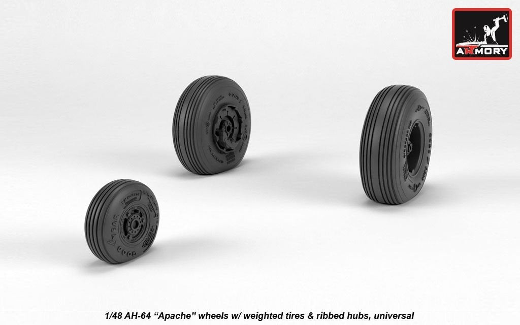Armory Models AW48331 AH-64 Apache wheels w/ weighted tires, ribbed hubs 1/48 – image 2