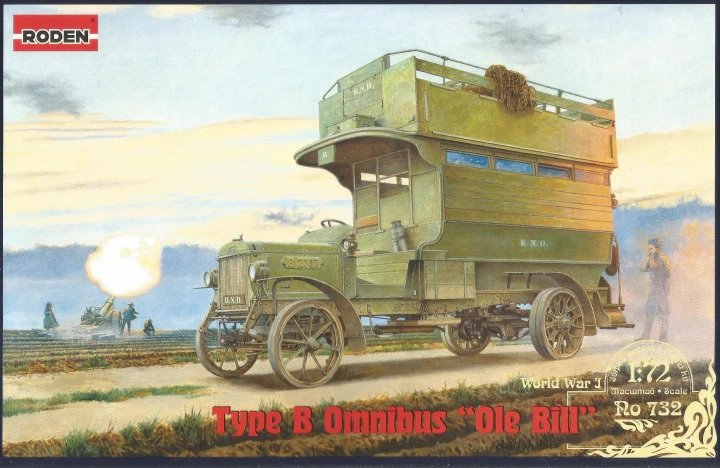 Roden 732 World War I Type B Omnibus &amp;quot;Ole Bill&amp;quot; British bus 1/72
