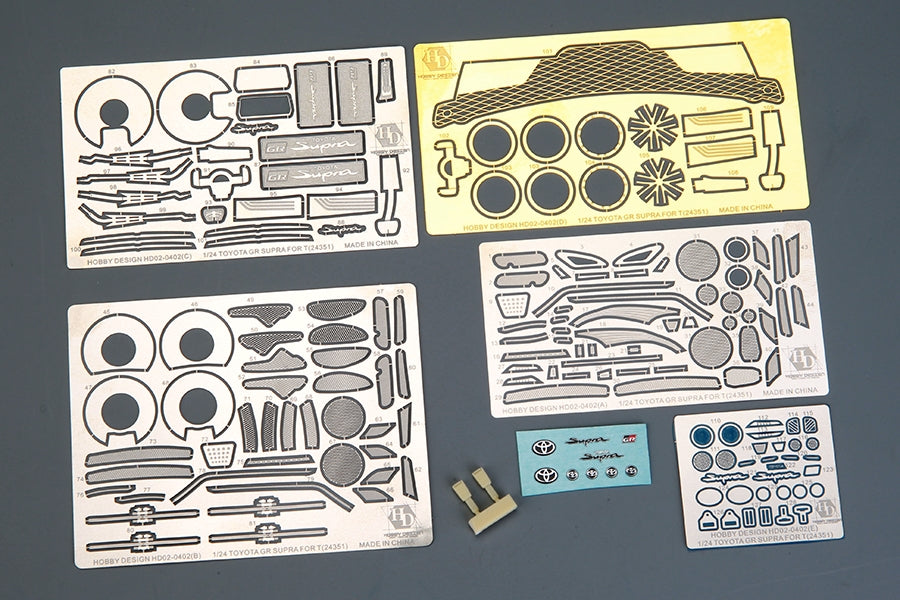 Hobby Design HD02-0402 Toyota GR Supra Detail-up Set (PE + Metal Parts + Resin + Metal Logo) 1/24 – zdjęcie 2
