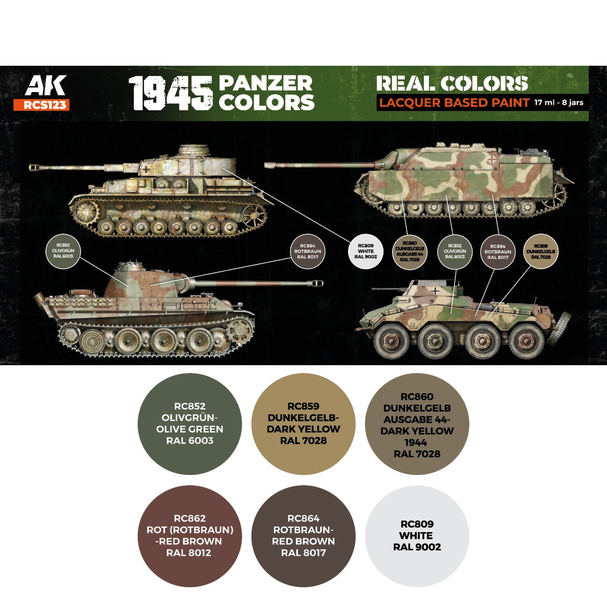 AK Interactive RCS123 1945 Panzer Colors 6x17ml – image 2