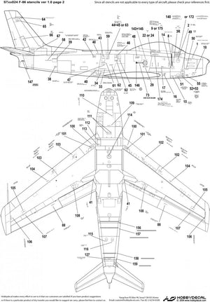 HobbyDecal ST32024V1 F-86 Stencils 1 ver 1 1/32 – zdjęcie 3
