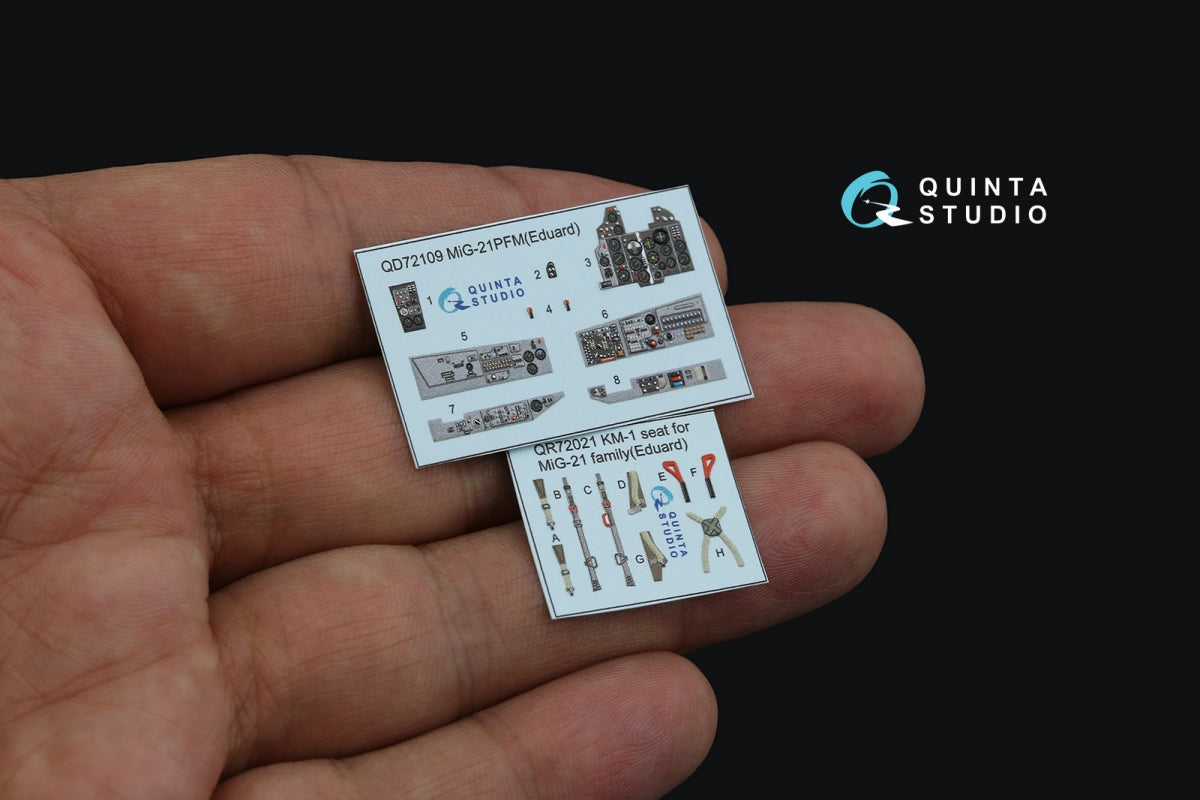 Quinta Studio QD72109 MiG-21PFM Gray panels 3D-Printed &amp;amp; colored Interior on decal paper (Eduard) 1/72 – image 4