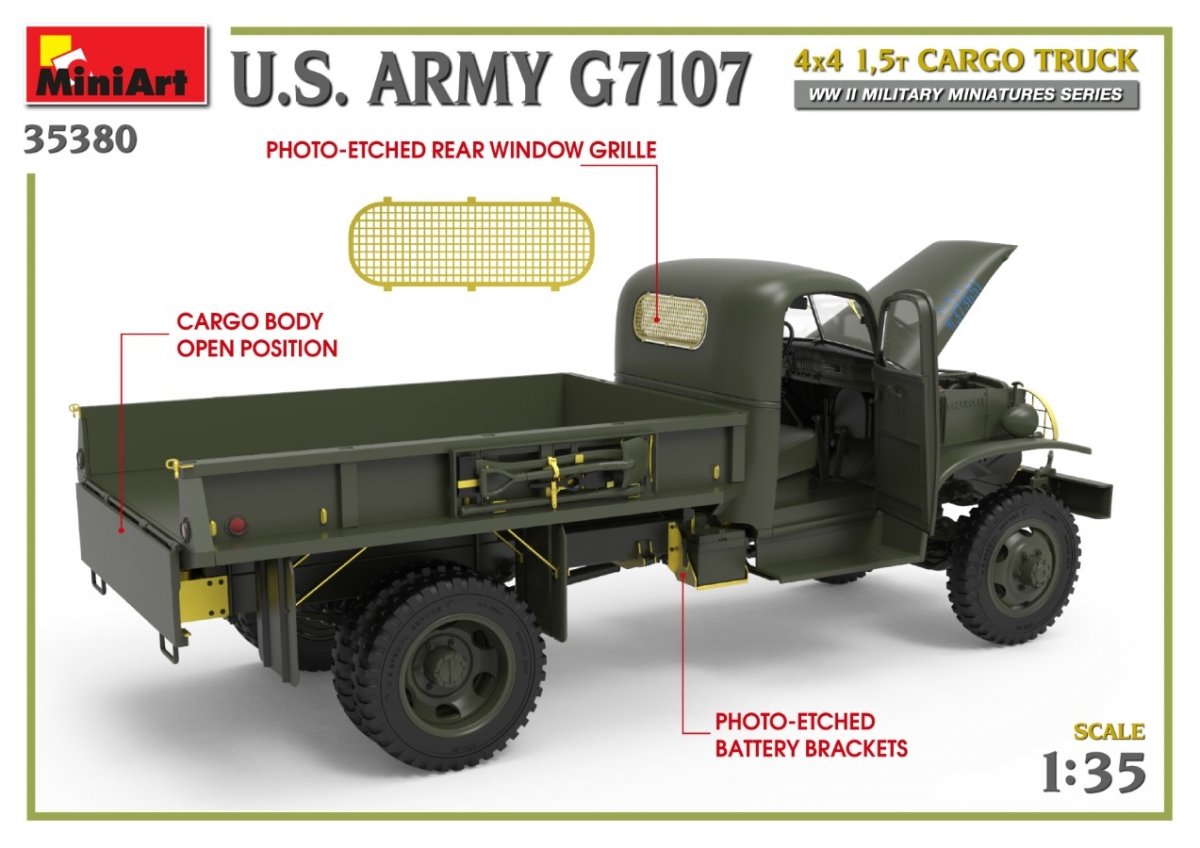 MiniArt 35380 U.S. ARMY G7107 4X4 1,5t CARGO TRUCK 1/35 – zdjęcie 11