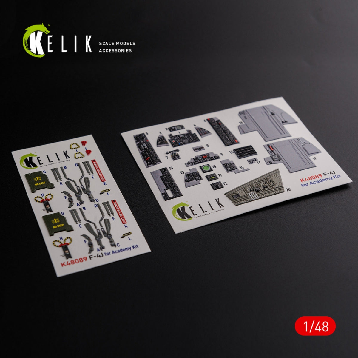 KELIK K48089 F-4J "Phantom II" interior 3D decals for Academy kit 1/48