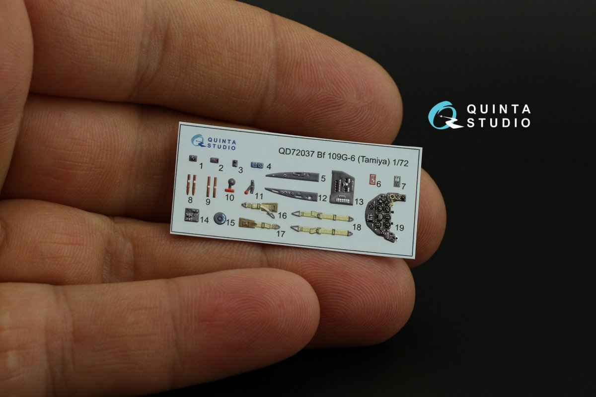 Quinta Studio QD72037 Bf 109 G-6 3D-Printed &amp;amp; coloured Interior on decal paper (Tamiya) 1/72 – zdjęcie 4