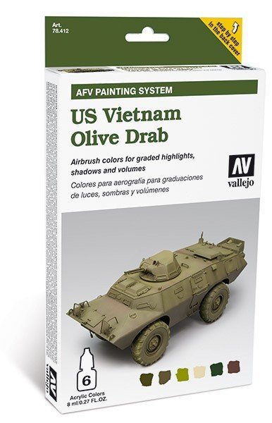 Vallejo 78412 US Vietnam Olive Drab 6x18ml.