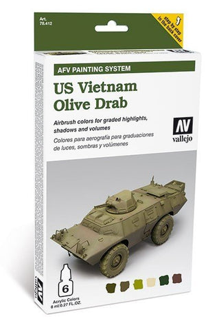 Vallejo 78412 US Vietnam Olive Drab 6x18ml.