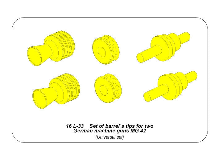 Aber 16L-33 Set of Barrel Tips for Two German Machine Guns / Zestaw końcówek luf do dwóch niemieckich karabinów maszynowych MG42 1/16