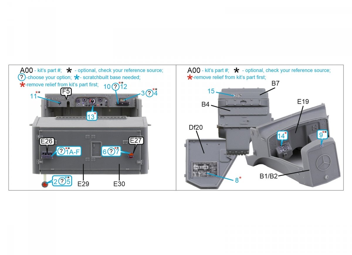 Quinta Studio QD35071 Mercedes-Benz L1500A 3D-Printed &amp;amp; colored Interior on decal paper (MiniArt) 1/35 – image 5