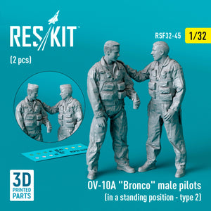 RESKIT RSF32-0045 OV-10A &amp;quot;Bronco&amp;quot; male pilots (in a standing position - type 2) (2 pcs) (3D Printed) 1/32