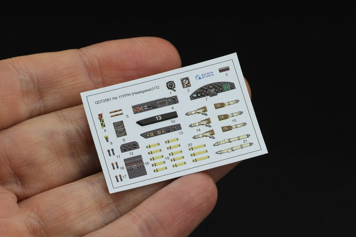 Quinta Studio QD72081 He 111 P/H 3D-Printed &amp;amp; colored Interior on decal paper (Hasegawa) 1/72 – image 2