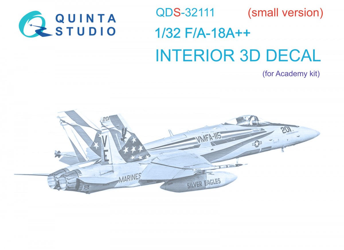 Quinta Studio QDS-32111 F/A-18A++ 3D-Printed & coloured Interior on decal paper (Academy) (Small version) 1/32