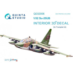 Quinta Studio QD32006 Su-25UB 3D-Printed &amp;amp; coloured Interior on decal paper (for Trumpeter kit) 1/32