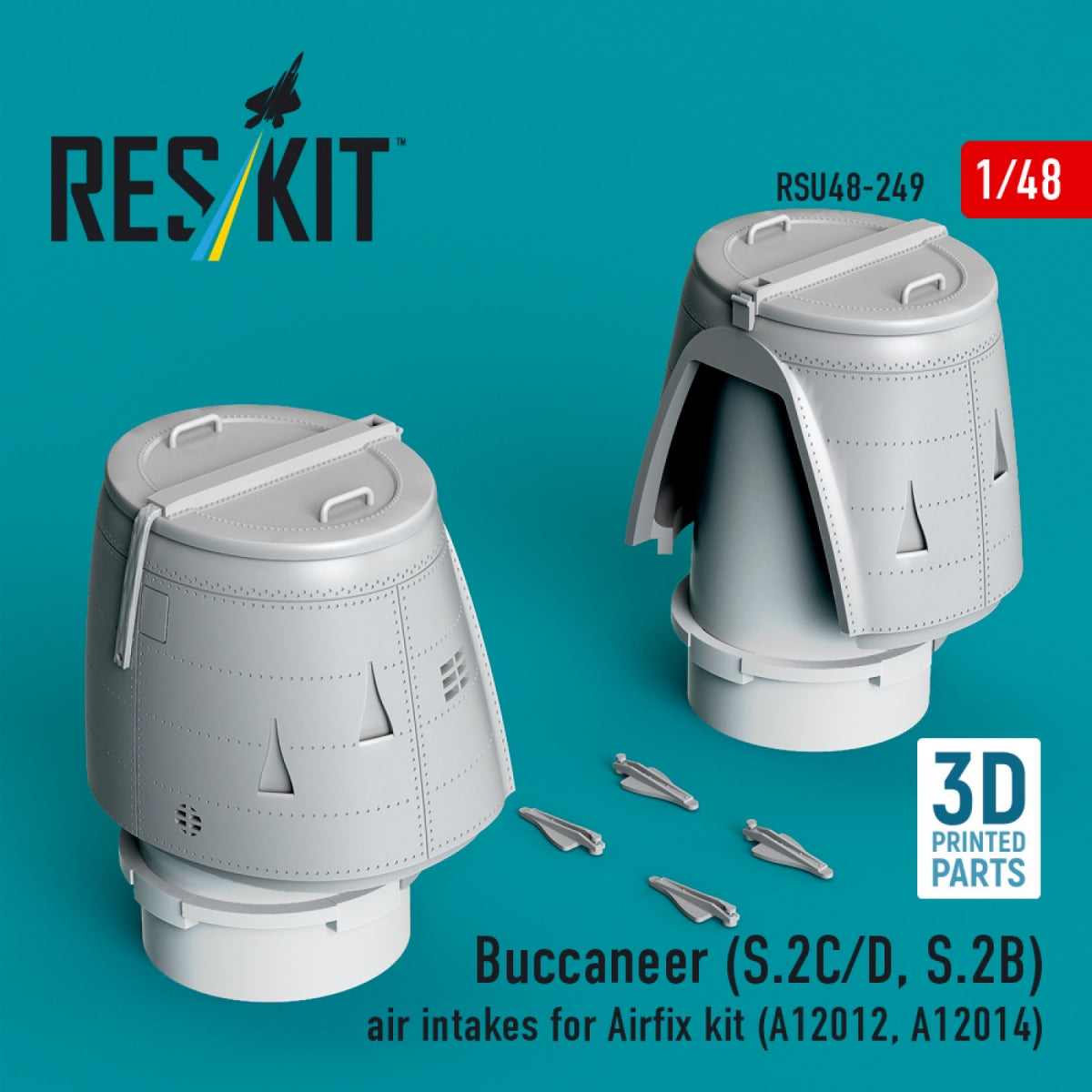 RESKIT RSU48-0249 Buccaneer (S.2C/D, S.2B) air intakes for Airfix kit (A12012, A12014) (3D Printed) 1/48