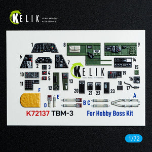 Kelik K72137 TBM-3 Avenger - interior 3D decals for HobbyBoss kit 1/72