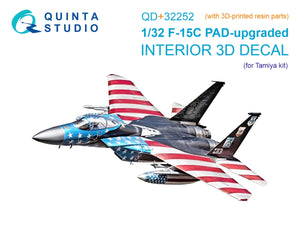 Quinta Studio QD+32252 F-15C PAD-upgraded 3D-Printed &amp;amp; colored Interior on decal paper (Tamiya) (with 3D-printed resin parts) 1/32
