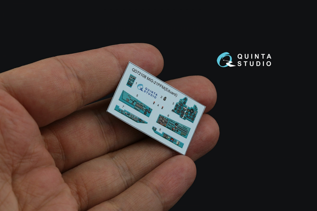 Quinta Studio QD72108 MiG-21PFM Emerald panels 3D-Printed &amp;amp; colored Interior on decal paper (Eduard) 1/72 – image 3