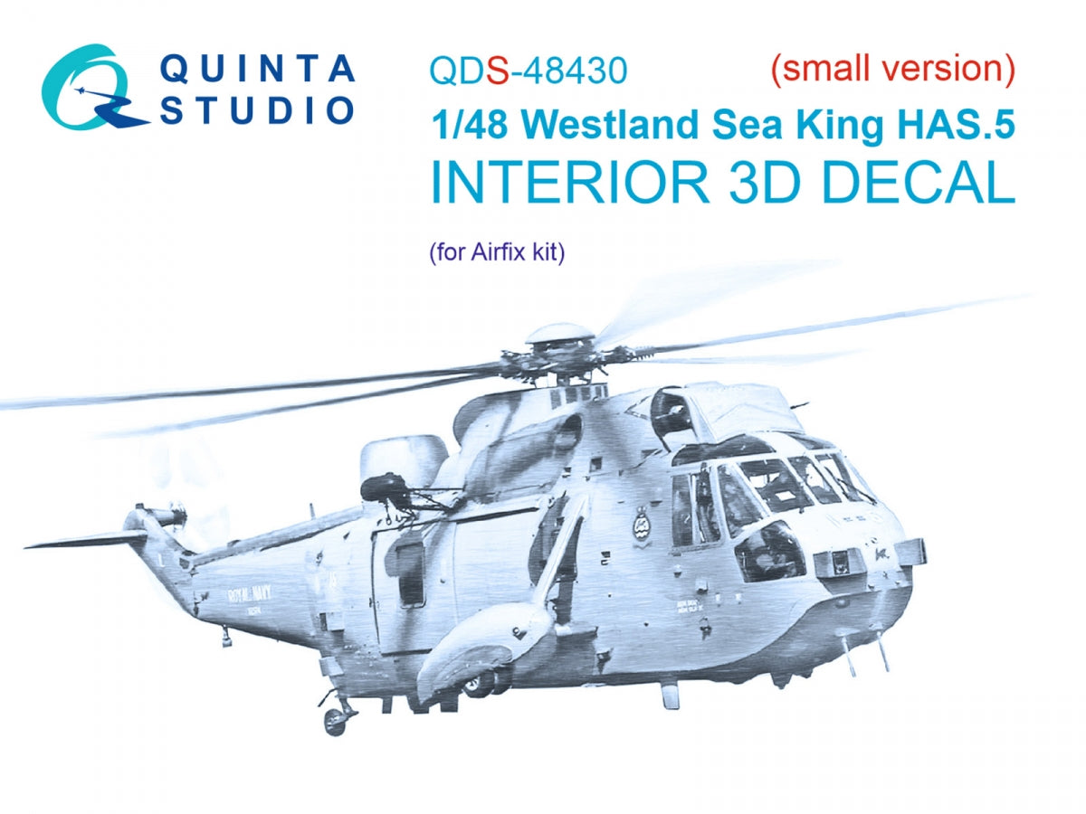 Quinta Studio QDS-48430 Westland Sea King HAS.5 3D-Printed & coloured Interior on decal paper (Airfix) (Small version) 1/48