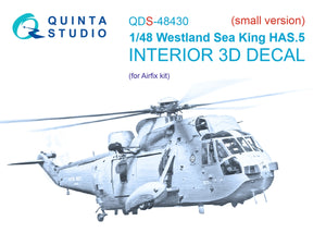 Quinta Studio QDS-48430 Westland Sea King HAS.5 3D-Printed &amp;amp; colored Interior on decal paper (Airfix) (Small version) 1/48