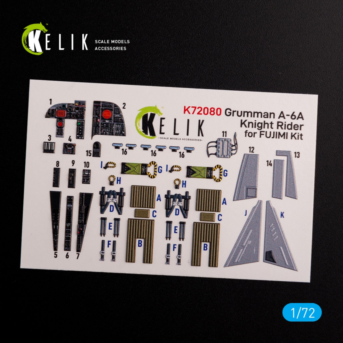 KELIK K72080 Grumman A-6A Knight Rider interior 3D decals for Fujimi kit 1/72 – zdjęcie 3