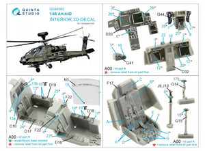 Quinta Studio QD48362 AH-64D 3D-Printed &amp;amp; coloured Interior on decal paper (Hasegawa) 1/48 – zdjęcie 2
