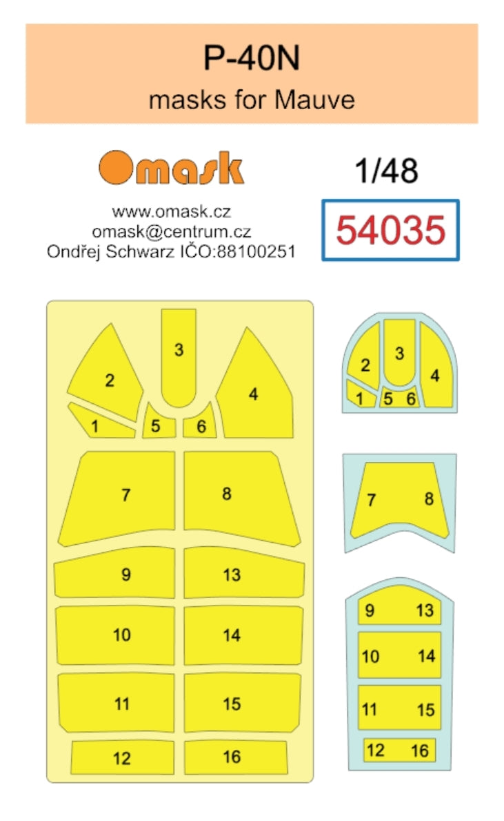 Omask 54035 P-40N mask (for Mauve) 1/48