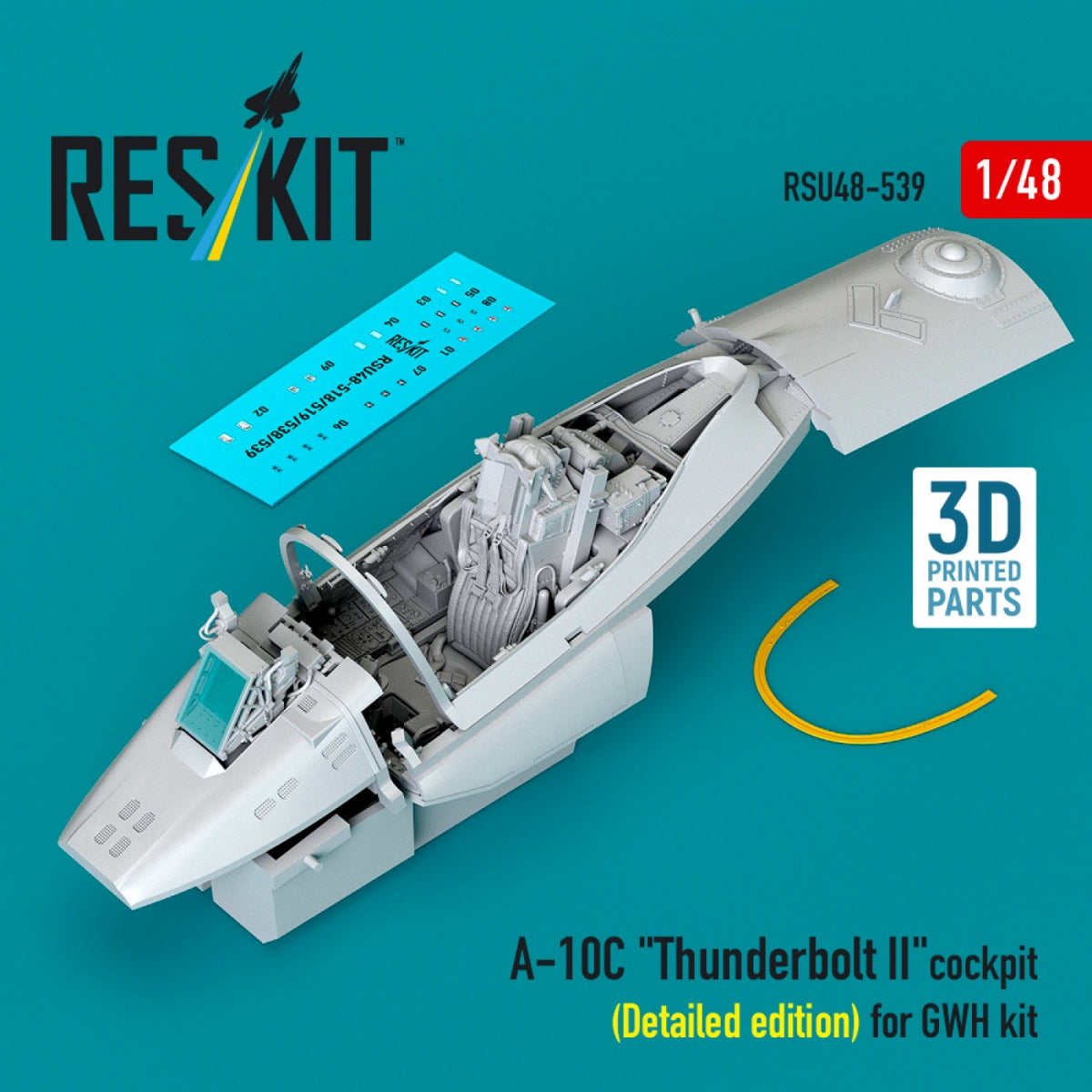 RESKIT RSU48-0539 A-10C "Thunderbolt II" cockpit (Detailed edition) for GWH kit (3D Printed) 1/48