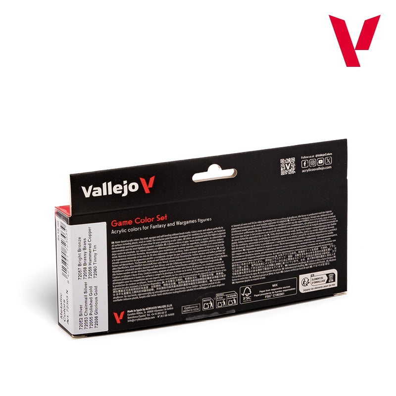 Vallejo 72303 Game Color Set - Metallic Colors - for Fantasy and Wargames figures 8x 18ml