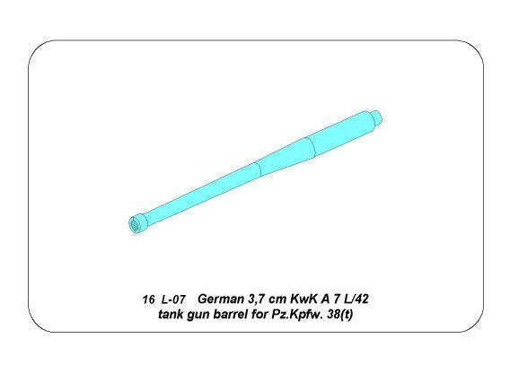 Aber 16L-07 German 3,7 cm KwK A 7 L/42 tank gun barrel for Pz.Kpfw. 38(t) 1/16 – image 8