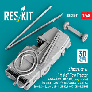 RESKIT RSK48-0031 A/S32A-31A "Mule" Tow Tractor AS47A-1 GTE (GTCP-100) (long version) (AV-8B, F-14B/D, F/A-18C/D/E/F/G, C-2, E-2С, EA-6B, S-3B, AH-1, UH-1, UH-60, CH-47, CH-53, SH-3) (3D Printed model kit) 1/48