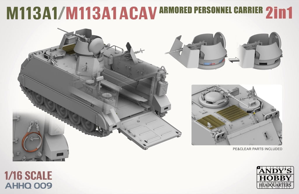 Andy&amp;#39;s Hobby Headquarters AHHQ-009 M113A1 / M113A1 ACAV 2 in 1 Kit 1/16 – zdjęcie 3