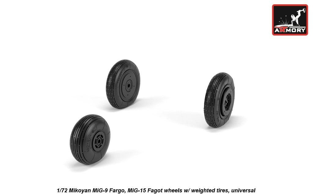 Armory Models AW72053 Mikoyan MiG-9 Fargo / MiG-15 Fagot (early) wheels w/ weighted tires 1/72 – image 2