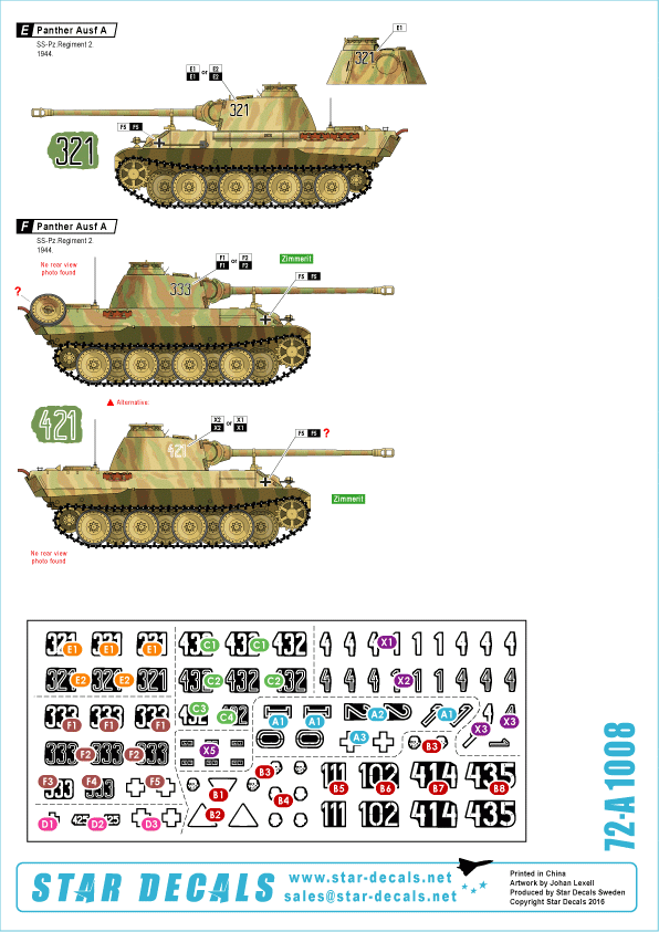 Star Decals 72-A1008 SS-Panthers (2) SS-Das Reich and 3. SS-Totenkopf. 1/72 – zdjęcie 2