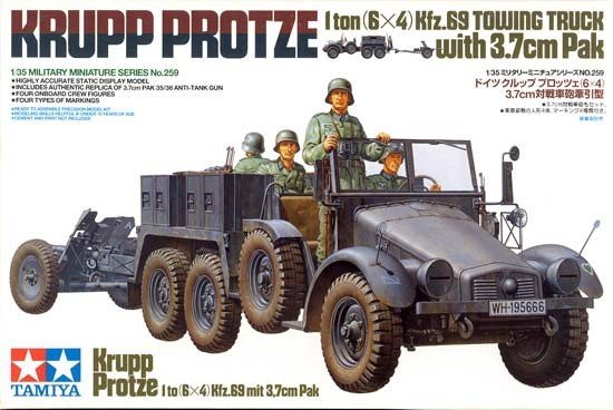 Tamiya 35259 Krupp Protze 1 Ton (6x4) Kfz.69 Towing Truck w/3.7cm Pak 1/35