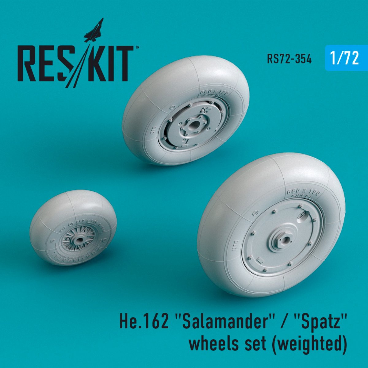 RESKIT RS72-0354 HE.162 &amp;quot;SALAMANDER&amp;quot; / &amp;quot;SPATZ&amp;quot; WHEELS SET (WEIGHTED) 1/72