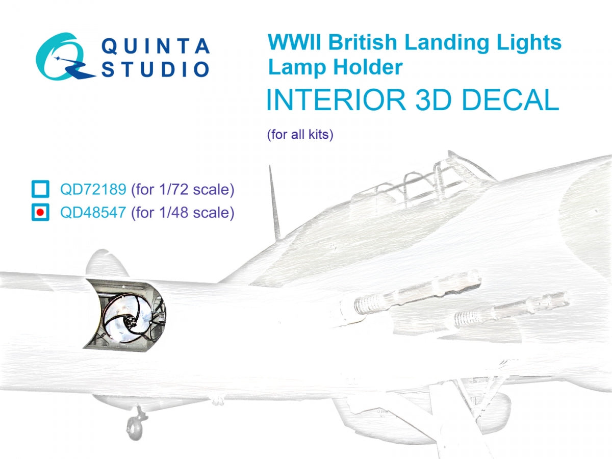 Quinta Studio QD48547 Lamp holder for WWII British landing lights 3D-Printed & coloured Interior on decal paper (All kits) 1/48