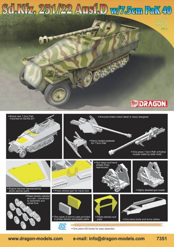 Dragon 7351 SdKfz.251/22 Ausf.D w.7.5cm Pak, 1/72 (1/72) – image 2
