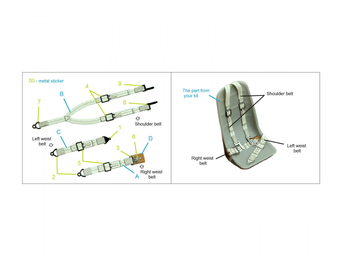 Quinta Studio QR+32034 WWII US fighter seat belts (with metal buckles) (All kits) 1/32 – image 2