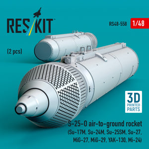 RESKIT RS48-0558 S-25-O air-to-ground rocket (2 pcs) (3D Printed) 1/48