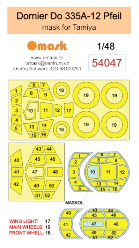 Omask 54047 Dornier Do 335A-12 Pfeil mask (for Tamiya) 1/48 – zdjęcie 2