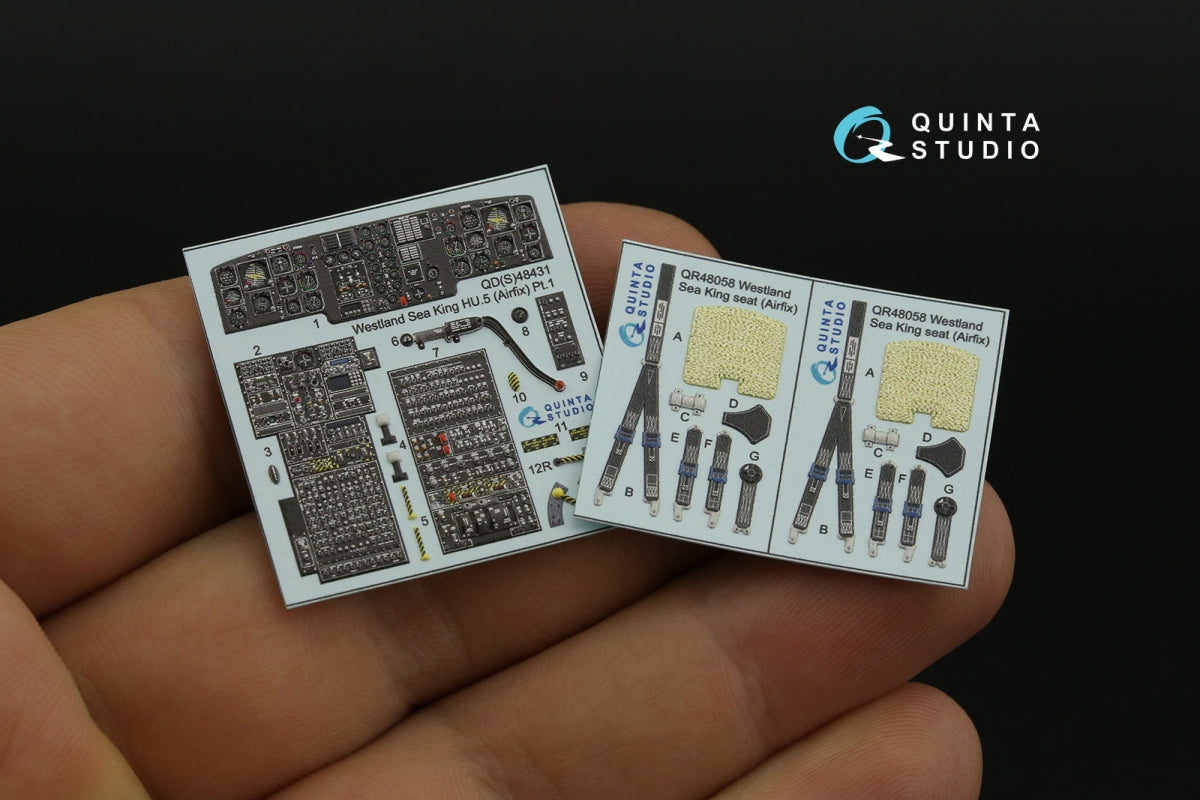 Quinta Studio QDS-48431 Westland Sea King HU.5 3D-Printed &amp;amp; coloured Interior on decal paper (Airfix) (Small version) 1/48 – immagine 4