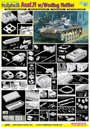 Dragon 6558 Pz.Kpfw.III Ausf.M w/Wading Muffler 1/35 – zdjęcie 2