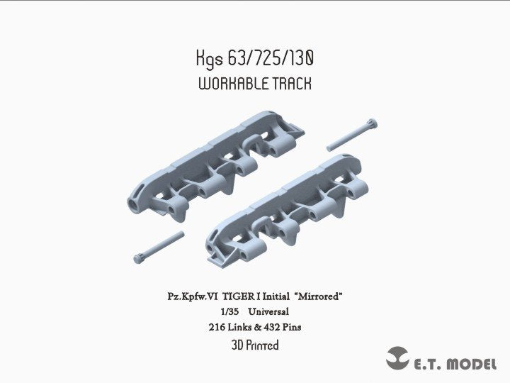 E.T. Model P35-005 WWII German TIGER I Initial Workable Track &amp;quot;Mirrored&amp;quot; (3D Printed) 1/35