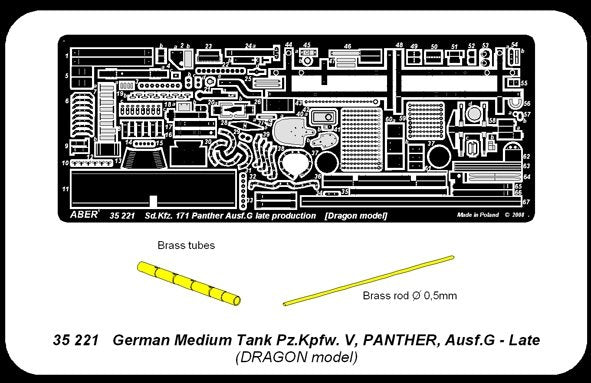 Aber 35221 German medium tank Pz.Kpfw. V, Ausf.G (Sd.Kfz. 171) Panther Ausf.G late - basic set 1/35 – zdjęcie 5