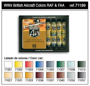 Vallejo Model Air Set WW II British Aircraft RAF/ FAA (71189)