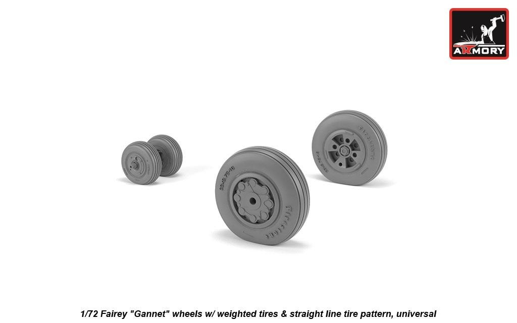 Armory Models AW72412 Fairey Gannet early type wheels w/ weighted tires of straight tire pattern 1/72 – zdjęcie 3