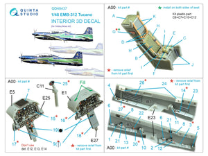 Quinta Studio QD48437 EMB-312 Tucano 3D-Printed coloured Interior on decal paper (Hobby Boss) 1/48 – zdjęcie 2