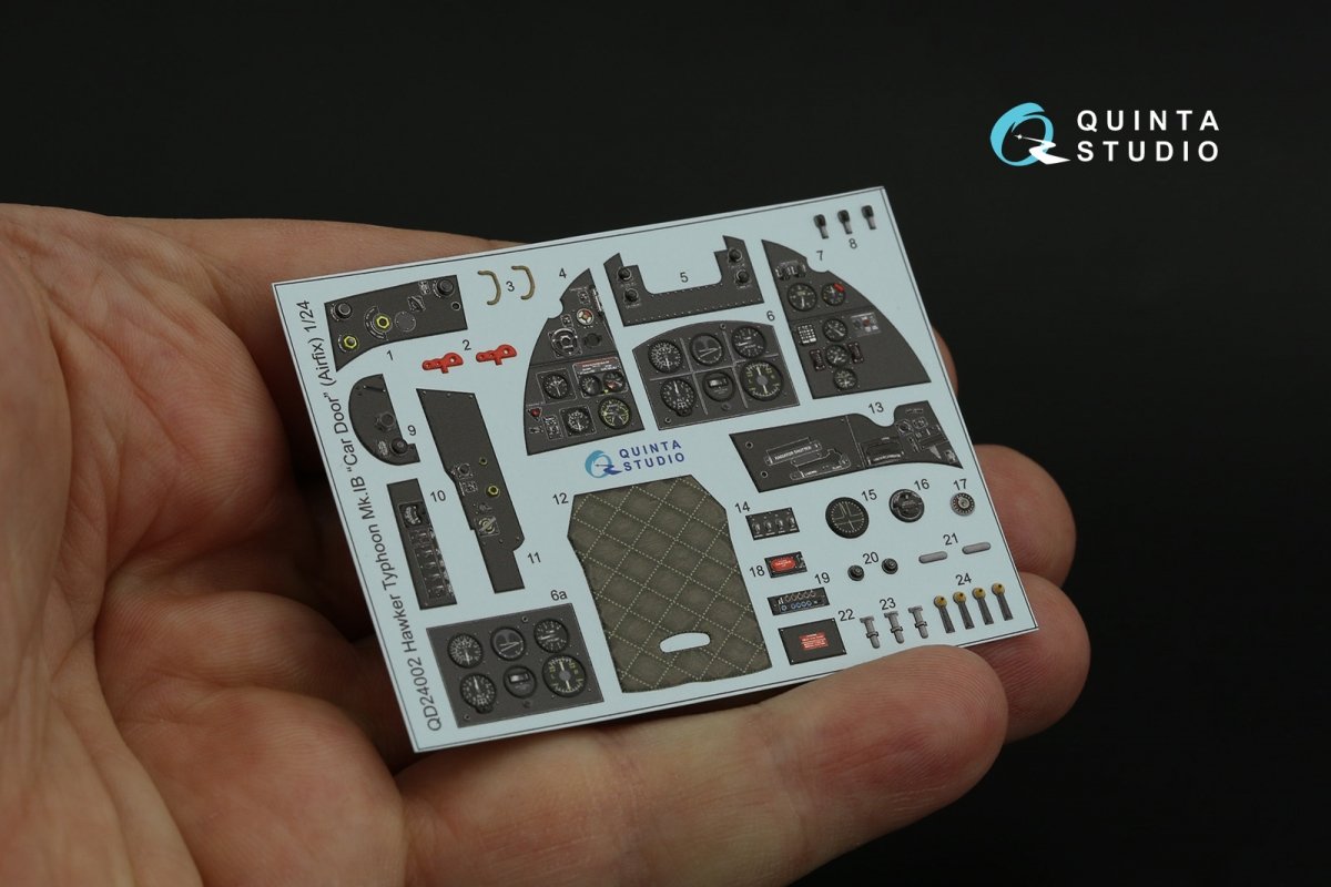 Quinta Studio QD24002 Hawker Typhoon (Car Door) 3D-Printed &amp;amp; coloured Interior on decal paper (Airfix) 1/24 – zdjęcie 7