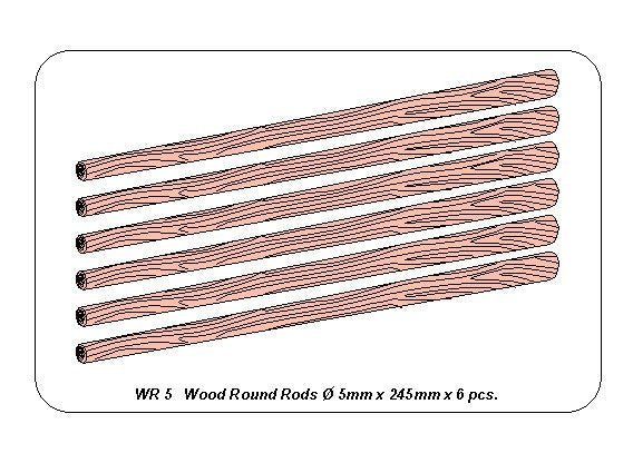 Aber WR5 Wooden rods 0.5 mm length 245mm x6 pcs. – image 3